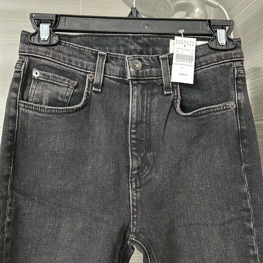 ✨ RAG & BONE ✨ NWT Black Destructed High Rise Ankle Skinny Jeans Size 25 - Picture 9 of 16
